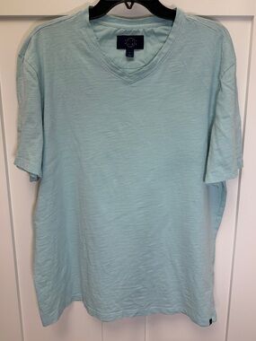 Even Tide Light Blue/aqua V-Neck Short Sleeve Tee